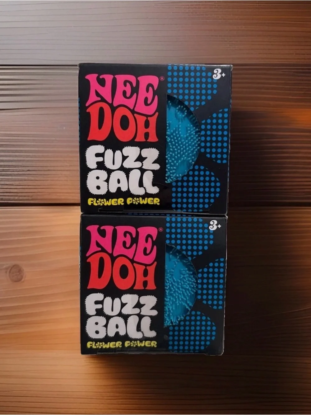 Schylling NeeDoh Fuzzball - Flower Power - Blue - Lot Of 2 New Sealed Authentic